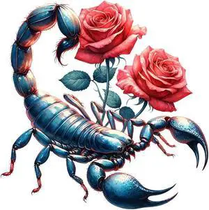 Scorpion Rose Temporary Tattoos Unique Tattoo Hands Party Favors For Kids Fake Face Tattoos 6 Pcs3.7 x 3.7 inches