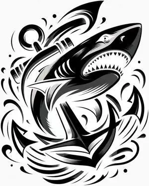 Shark Anchor Sea Temporary Tattoos Unique Tattoo Hands Party Favors For Kids Fake Face Tattoos 6 Pcs3.7 x 3.7 inches