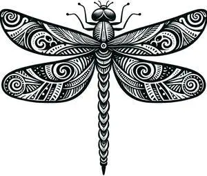 Maori Dragonfly Design Temporary Tattoos Unique Tattoo Hands Party Favors For Kids Fake Face Tattoos 6 Pcs3.7 x 3.7 inches