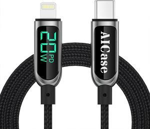 20in / 50cm USB C to Lightning Cable, MFi Certified, Coiled iPhone Charger  Cable, Black, Durable TPE Jacket Aramid Fiber, Heavy Duty Coil Lightning