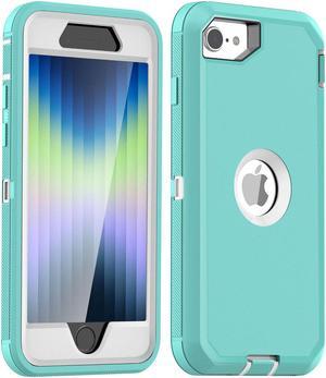 SZYG for iPhone SE 2022 Case, iPhone SE 2020 Case Built-in Screen Protector Full Body Protection Heavy Duty Drop Proof 3-Layer Durable Cover Case for Apple iPhone SE 3/2nd Gen 4.7-inch. Green