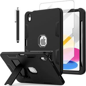 SZYG for iPad 10th Generation Case 2022, [Built-in Pencil Holder] Heavy Duty Shockproof Rugged Protective Case with Kickstand and Screen Protector for iPad 10.9 Inch 2022 Release.
