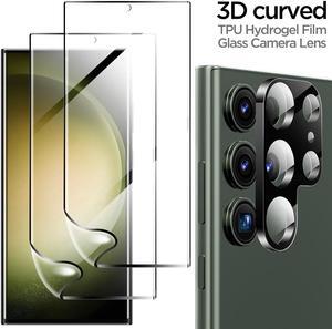 [2+1 Pack] for Samsung Galaxy S23 Ultra Screen Protector, 2 Pack Soft TPU Film with 1 Pack Tempered Glass Camera Lens Protector for Samsung S23 Ultra 5G.