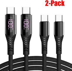 USB C Charger Cable 2 Pack 4ft USB C to USB C Cable PD 100W Fast Charging Cable with LED Display Type C to Type C Charger for iPhone 15/15 Pro/15 Plus/15 Pro Max, Samsung S23 S22, iPad Pro MacBook Pro