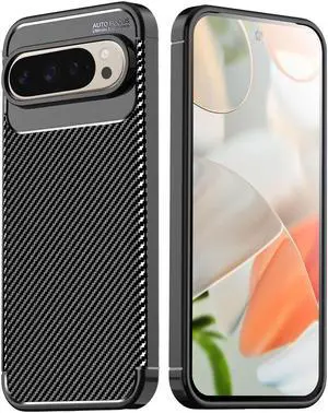 SZYG for Google Pixel 9 Pro XL Case, Carbon Fiber Texture Shockproof Ultra-Thin Anti-Scratch Soft TPU Protective Cover for Google Pixel 9 Pro XL 6.8" 2024