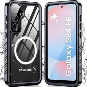 SZYG Waterproof Case for Samsung Galaxy S24 FE Case Compatible with MagSafe, IP68 Underwater Full Body Protection Heavy Duty Shockproof Rugged Protective Cover with Built-in Screen Protector.