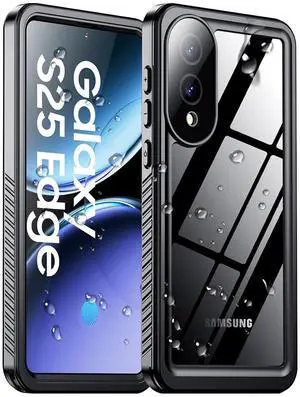 SZYG Waterproof Case for Samsung Galaxy S25 Edge IP68 Waterproof Shockproof Case Built-in Screen Protector Rugged Full Protection Underwater Dust Proof Heavy Duty Military Drop Proof Protective Cover