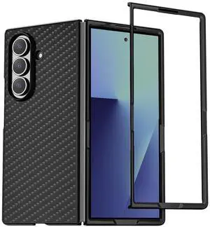 SZYG for Samsung Galaxy Z Fold7 5G Case Carbon Fiber Shockproof Heavy Duty Hard Protective Phone Cover Rugged Military Protection Case Black for Galaxy Z Fold 7 2025