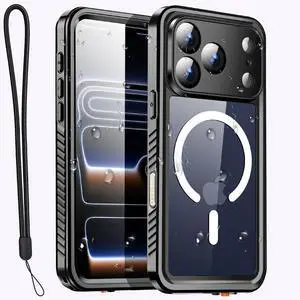 SZYG for AppleiPhone 17 Pro Max Waterproof Shockproof MagSafe Magnetic Case Built-in Screen Protector Full Body Military Rugged Protection Underwater Dustproof Heavy Duty Drop Proof Cover