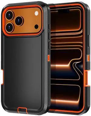 SZYG Case for Apple iPhone 17 Pro Max Shockproof Heavy Duty 3 in 1 Military Grade Drop Protection Rugged Protective Cover For  iPhone 17 Pro Max 6.9 Inch 2025 Orange / Black