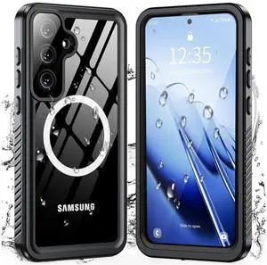 SZYG Waterproof Case for Samsung Galaxy S25 FE IP68 Underwater MagSafe Magnetic Shockproof Heavy Duty Cover Built-in Screen Protector Full Body Drop Protection For Galaxy S25 FE 6.7 in Black