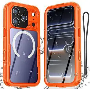 SZYG Waterproof Case for Apple iPhone 17 Pro 6.3 in IP68 Certificated Underwater MagSafe Magnetic Shockproof Heavy Duty Phone Cover Built-in Screen Protector Full Body Drop Protection Orange-Color