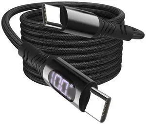 SZYG USB-C Charger Cable 2 Pack 6 FT USB C to USB C Cable PD 100W Fast Charging Cable with LED Display Type C Charger for iPhone 17 Pro/16 Pro/15 Pro Max, Samsung Galaxy S25 S24 S23 S22 S21, iPad Pro