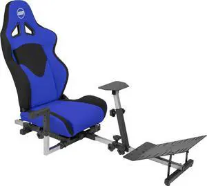 OpenWheeler GEN3 Racing Wheel Stand Cockpit Blue on BLACK | Fits All Logitech G923 | G29 | G920 | Thrustmaster | Fanatec Wheels | Compatible with Xbox One, PS4, PC Platforms