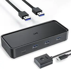 uni USB Switch, USB Switcher to 2 Computers & Laptops, USB 3.0 Sharing Switch Selector with Remote Control 4 Ports for USB-C Keyboard Mouse Printer Webcam | with 2 USB-A Cables uni USB Switch, USB Switcher to 2 Computers & Laptops, USB 3.0 Sharing Switch Selector with Remote Control 4 Ports for USB-C Keyboard Mouse Printer Webcam | with 2 USB-A Cables