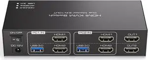 HDMI KVM Switch 2 Monitors 2 Computers 4K@120Hz USB 3.0 KVM Switches for 2 Computers Share Dual Monitor and 4 USB Devices Support Extended/Copy Mode with DC 12V/1A&Wired Controller HDMI KVM Switch 2 Monitors 2 Computers 4K@120Hz USB 3.0 KVM Switches for 2 Computers Share Dual Monitor and 4 USB Devices Support Extended/Copy Mode with DC 12V/1A&Wired Controller
