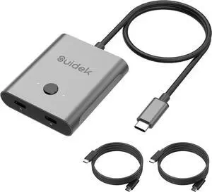 USB C Switcher, Bi-Directional 1 in 2 Out/2 in 1 Out USB C Switch Support 8K@60Hz Video 100W Charging 10Gbps Data Transfer, Included USB C Cable USB C Switcher, Bi-Directional 1 in 2 Out/2 in 1 Out USB C Switch Support 8K@60Hz Video 100W Charging 10Gbps Data Transfer, Included USB C Cable