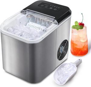 Countertop Ice Maker, Self-Cleaning Portable Ice Maker with Ice Scoop and Basket,9pcs/ 6mins 33Lbs Per Day for Home/Camping/Kitchen/Party