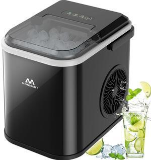 Ice Maker Countertop, LED Display Portable Ice Maker Machine with Handle, 26.5lbs/24Hrs, 8 Cubes in 6-9 Mins, Self-Cleaning Ice Makers with Ice Scoop and Basket for Home, Kitchen, Office, Bar