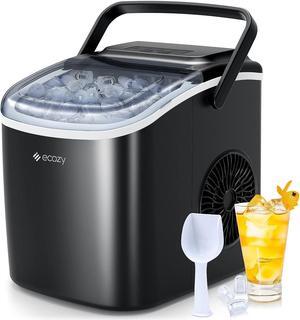 Portable Countertop Ice Maker - 9 Ice Cubes in 6 Minutes, 26 lbs Daily Output, Self-Cleaning with Ice Bags, Scoop, and Basket for Kitchen, Office, Bar, Party - Black