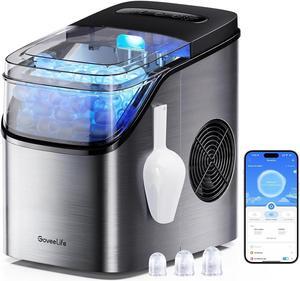 Smart Ice Maker Countertop, Portable Ice Machine with Voice Control, 9 Ice Cubes in 6 Minutes 3 Sizes, 26lbs/24Hrs, Self Cleaning RGB Lights, Quiet Ice Maker with Scoop for Kitchen Silver