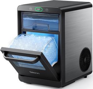 Nugget Ice Maker Countertop -  Pebble Ice Maker Machine Crushed Ice, Pellet Ice 44 lbs per Day, Pull-Out Water Tank and Removable Ice Basket for Home, Kitchen, Stainless Steel