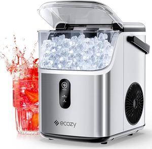 Nugget Ice Maker Countertop, Ice Maker with 33 lbs/24H, Crushed Pellet Ice Cubes, One-Click Operation Ice Machine with Self-Cleaning, for Party/Kitchen/Bar/Office, Stainless Steel