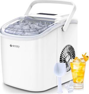 Portable Countertop Ice Maker - 9 Ice Cubes in 6 Minutes, 26 lbs Daily Output, Self-Cleaning with Ice Bags, Scoop, and Basket for Kitchen, Office, Bar, Party - White