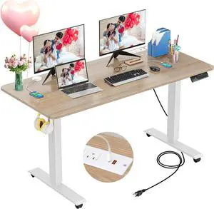 48 x 24 inch Standing Desk Electric Adjustable Height with Charging Station, Stand up Desk with Ergonomic Workstation, 4 Preset Heights Easy to SetOak Grey 48 x 24 inch Standing Desk Electric Adjustable Height with Charging Station, Stand up Desk with Ergonomic Workstation, 4 Preset Heights Easy to SetOak Grey