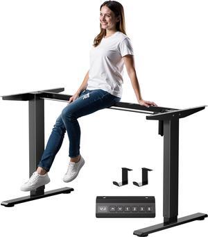 Electric Standing Desk Frame, Height Adjustable Desk Legs with Memory Controller, Sit Stand Desk Frame Up to 47.2", Ergonomic Stand Up Desk Base Workstation for Home Office, Black Frame Only