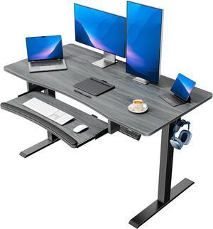 Standing Desk Adjustable Height, 48" x 24" Electric Stand Up Desk for Home Office with Large Keyboard Tray(26.7"), 4 Memory Height Setting, Computer Workstation, Grey