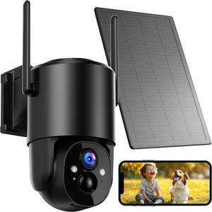 Security Cameras Wireless Outdoor Solar: Battery Cameras for Home Security WiFi Cameras Outdoor Surveillance Camera PTZ 360° CCTV Camera System with Floodlight Color Night Vision