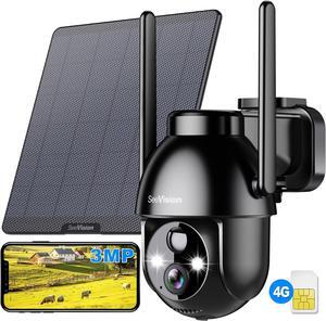 4G LTE Cellular Security Camera, Solar Security Cameras Wireless Outdoor, Solar Powered 3MP 2K No WiFi Security Camera, PIR Motion Detection, Color Night Vision, 2 Way Talk, Built in SIM Card