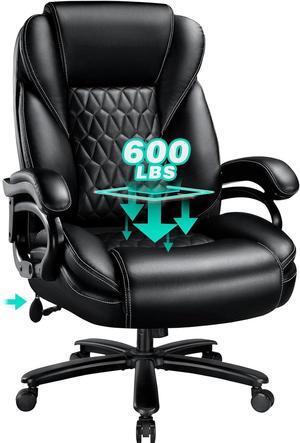600lbs Big and Tall Office Chair with Pocket Spring Cushion, Ergonomic Heavy Duty Office Chair for Low Back Pain Relief, Large Executive Desk Chair with Adjustable Lumbar Support