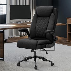 Big and Tall Fabric Office Chair -500 lb Heavy Duty Office Chair for Big Man, High Back Executive Office Desk Chair with 120° Tilt Rock,Executive Computer Desk Chair with Flip Up Arm