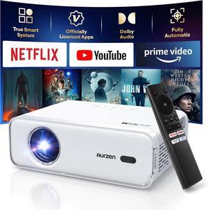 D1 Smart Projector with WiFi and Bluetooth, Netflix-Officially-Licensed, Auto Focus & Keystone, DoIby Audio, Zoom, Native 1080P Movie, Portable Outdoor Mini Projector, White