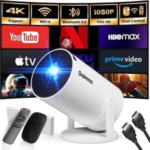 [Built-in App] Mini Projector 1080P FHD 4K Support Projector with Mouse Portable Projector with WiFi and Bluetooth 180° Adjustable Auto Keystone HDMI/TV Stick/PS5/Laptop, with HDMI Cable & Mouse