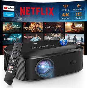 4K Projector with Wifi and Bluetooth, ELEPHAS Outdoor Movie Projector with NETFLIX/Prime Video/YouTube Built-in, 100,000+ Apps Supported, Video Projector Compatible with HDMI/USB/iOS/Android/Windows