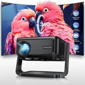 Mini Projector with WiFi and Bluetooth: Electric Focus & Auto Keystone 1080P 500 ANSI Bluetooth Projector, ONOAYO AY3 Portable Movie Phone Projector for Home Upgrade Black