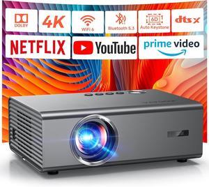 4K Projector with Netflix-Licensed&Dolby Audio, AI Auto Focus&6D Keystone Kogata Smart Projector with Built in Apps Outdoor Movie Proyector with WiFi 6 Bluetooth for Home Theater UPGRADE