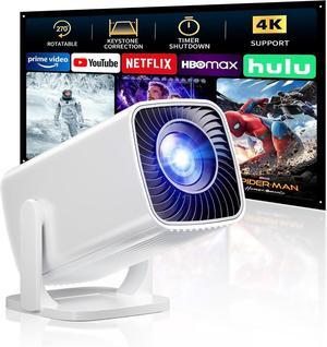 Mini Projector, Portable Projector 4K Support, Full HD 1080P Outdoor Projector, 270° Rotation Movie Projector, Max 200" Screen, Compatible with Smartphone, TV Stick, Laptop, PS4, HDMI, USB