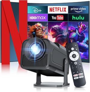 [ 2025 Netflix Licensed ] 4K Projector with Wifi Bluetooth, Android 13 Smart Projector w Built-in Netflix/YouTube/PrimeVideo/D+, Auto Keystone, 1080P Native Mini Portable Projector for Outdoor Movies