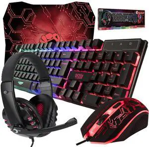Gaming Keyboard and Mouse and Mouse pad and Gaming Headset, Wired LED RGB Backlight Bundle for PC Gamers and Xbox and PS4 Users - 4 in 1 Edition Hornet RX-250 Gaming Keyboard and Mouse and Mouse pad and Gaming Headset, Wired LED RGB Backlight Bundle for PC Gamers and Xbox and PS4 Users - 4 in 1 Edition Hornet RX-250