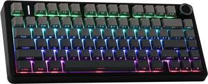 Aula F75 Gasket Mechanical Keyboard, 75% Wireless Hot Swappable Gaming Keyboard with Five-Layer Padding&Knob, Bluetooth/2.4GHz/USB-C, RGB (Black Gradient, LEOBOG Reaper Switch)
