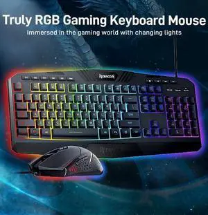 Updated S101 Programmable Gaming Keyboard and Mouse, RGB Backlit Keyboard Mouse with Software, Independent Macro Record Keys, Value Combo Set