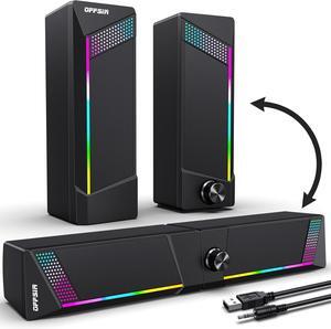 Computer Speakers, PC SoundBar, Gaming Speakers for PC Computer Laptop Desktop, Subwoofer Wired, RGB Speakers, USB Powered 3.5mm Aux