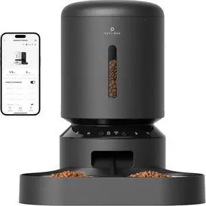 Automatic Cat Feeder for 2 Cats, 5G WiFi Cat Food Dispenser with APP Remote Feeding, 5L Timed Automatic Dog Feeder, 1-10 Meals/Day, 10s Meal Call, Dual Trays Pet Feeder for Cat, Dog