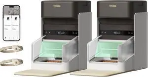 Automatic Cat Feeders for 2 Cats, 5G Wi-Fi 2 Cat Feeder Automatic, 3L Auto Cat Feeders with Light Collar Tag, Tag Activated 2 Automatic Cat Food Dispensers with Bowl Lid 1-10 Meals