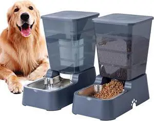 Pets Auto Feeder 5.2L,Food Feeder and Water Dispenser Set for Medium & Large Dogs Cats and Pets Animals (Navy)