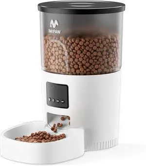 Automatic Cat Feeder: 3L Dry Pet Food Dispenser Timed Programmable Control Dual Power Anti-Clogging Design 10 Meals Per Day Slow Feeder for Cats and Puppies